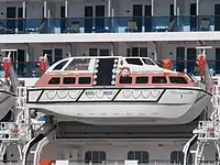 Lifeboat dually used as a tender boat on Costa Mediterranea