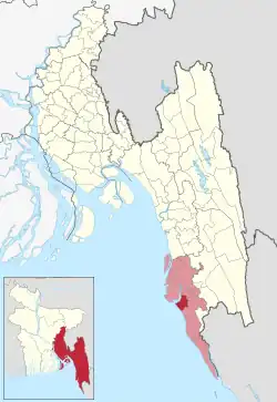 Location of Cox's Bazar Sadar