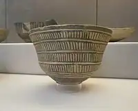 Late Ubaid; painted cup, decorated with geometric designs in dark paint tattoos; c. 5200&nbsp;– c. 4200 BC