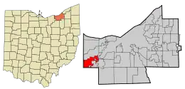 Location in Cuyahoga County and the state of Ohio.