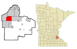Location of the city of Apple Valleywithin Dakota County, Minnesota