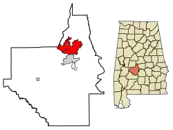 Location of Valley Grande in Dallas County, Alabama.