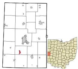 Location in Darke County and the state of Ohio.