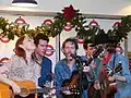 David Rawlings Machine performing at Waterloo Records in Austin, Texas December 13, 2009.  (l-r) Gillian Welch, Ketch Secor, David Rawlings, Morgan Jahnig, and Willie Watson.