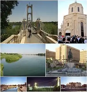 Suspension bridge • Memorial of Armenian genocideEuphrates River • March 8 Square Panorama of Deir ez-Zor