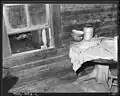 Detail of Cain family kitchen in mining cabin, 1946