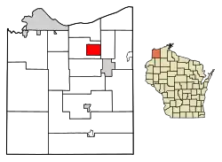 Location of Poplar in Douglas County, Wisconsin.