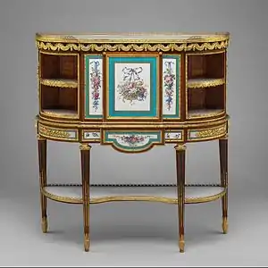Drop-front desk (secrétaire à abattant or secrétaire en cabinet) with six Sèvres plaques, c. 1776