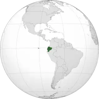 Location of Ecuador (dark green)