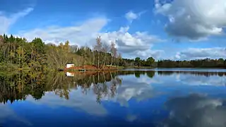 Typical pond with fisherman's hut