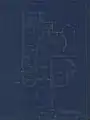 Blueprint of Libbey House detailing first floorplan, 1895
