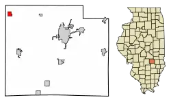 Location of Beecher City in Effingham County, Illinois.