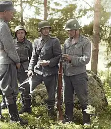Estonian volunteers of Infantry Regiment 200, nicknamed Soomepoisid (Finnish Boys) at Vyborg