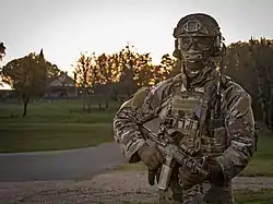 Pathfinder Platoon member wearing MultiCam on exercise, 2018
