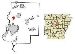 Location of Wooster in Faulkner County, Arkansas.