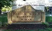 Sign: Woodrow Wilson Elementary School, Manhattan