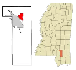 Location of Petal, Mississippi