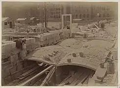 Four completed tile domes along Boylston Street