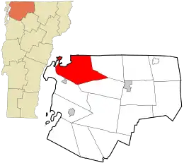 Location in Franklin County and the state of Vermont.