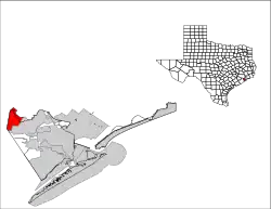 Location in Galveston, and Harris Counties in the state of Texas