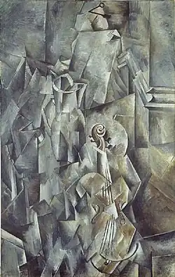 Violin and Pitcher; by Georges Braque; 1909–1910; oil on canvas; 1.17 x 0.73&nbsp;cm; Kunstmuseum Basel (Basel, Switzerland)