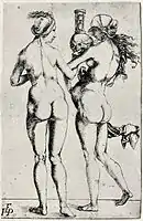 Two Naked Women, an early print, 11.9 × 18.1&nbsp;cm