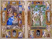 Farnese Hours, an example of a Renaissance illuminated page; by Giulio Clovio; 1537–1546; illumination on parchment; height: 17.1&nbsp;cm, width: 11.1&nbsp;cm; Morgan Library & Museum (New York City)