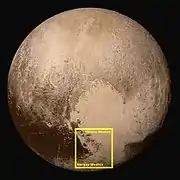 Pluto – location of Hillary Montes and Norgay Montes(context; 14&nbsp;July 2015).