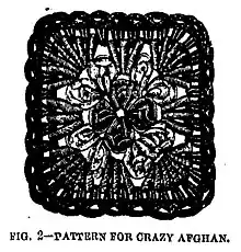 Granny Square design by Mrs. Phelps in April 4, 1885 issue of Prairie Farmer Magazine
