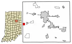 Location of Sims in Grant County, Indiana.
