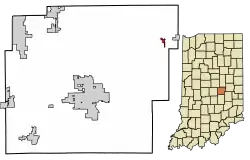 Location of Wilkinson in Hancock County, Indiana.