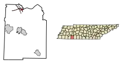 Location of Saltillo in Hardin County, Tennessee.