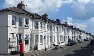 Terraced housing on Exeter Street