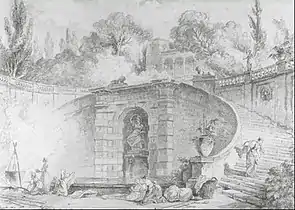 The Large Staircase (ca. 1761–65), 45 x 32.3&nbsp;cm., Pen and ink, wash, watercolor, and chalk, Museum of Fine Arts, Houston