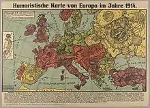 Image 5A cartoon map of Europe in 1914, at the beginning of World War I.  (from Political cartoon)