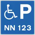 Reserved parking place for specific vehicle used by handicapped  person