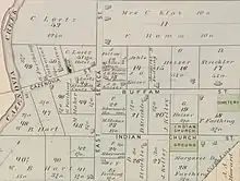 Detail of a map of Buffalo, New York, c. 1880, showing the location of the mission church.