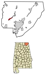 Location of Pleasant Groves in Jackson County, Alabama.