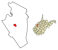 Location of Ripley in Jackson County, West Virginia.