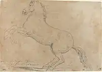 Jacques-Louis David, An Antique Sculpture of a Horse, 1780, graphite laid on paper (National Gallery of Art)
