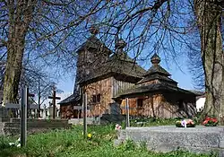 Wooden church in village