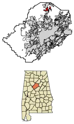 Location of Kimberly in Jefferson County, Alabama.