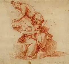 Christ Beaten by a Tormentor, ca. 1626, red chalk, 18.4 x 21.5&nbsp;cm. British Museum