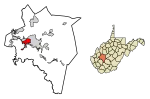 Location of South Charleston in Kanawha County, West Virginia.