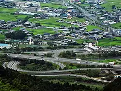 Kawauchi Interchange&nbsp;[ja] and a corner of Tōon City, Ehime Prefecture