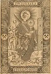 Woodcut: St. Barbara; 1929, wood, 41 × 28&nbsp;cm, private collection.