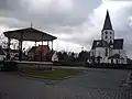 Church and kiosk in Bassevelde