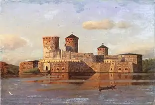 Painting of the castle in 1870 by Oscar Kleineh&nbsp;[fi], before restoration