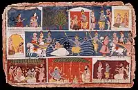 Krishna Receives the Sacred Thread and Returns his Preceptor Sandipani's Son, Folio from a Bhagavata Purana (Ancient Stories of the Lord). India, Madhya Pradesh, Malwa, circa 1640