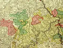 County of Manderscheid (green) on a map from c. 1720